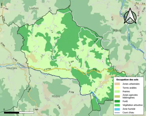 Carte en couleurs présentant l'occupation des sols.