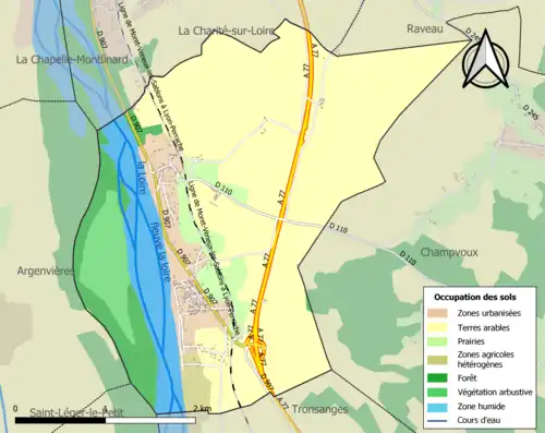 Carte en couleurs présentant l'occupation des sols.