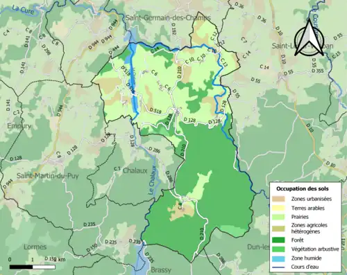 Carte en couleurs présentant l'occupation des sols.
