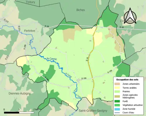 Carte en couleurs présentant l'occupation des sols.