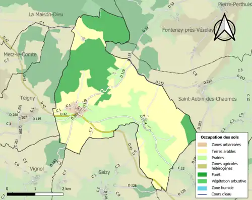 Carte en couleurs présentant l'occupation des sols.