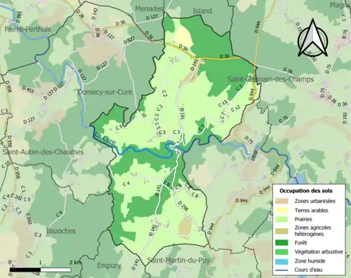 Carte en couleurs présentant l'occupation des sols.