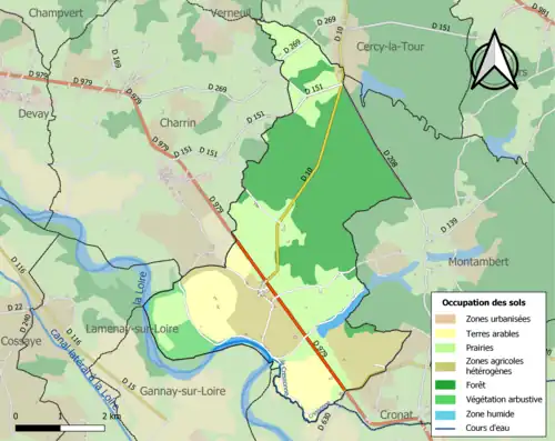 Carte en couleurs présentant l'occupation des sols.