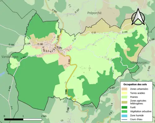 Carte en couleurs présentant l'occupation des sols.