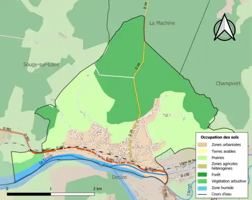 Carte en couleurs présentant l'occupation des sols.