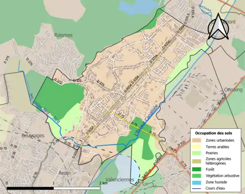 Carte en couleurs présentant l'occupation des sols.