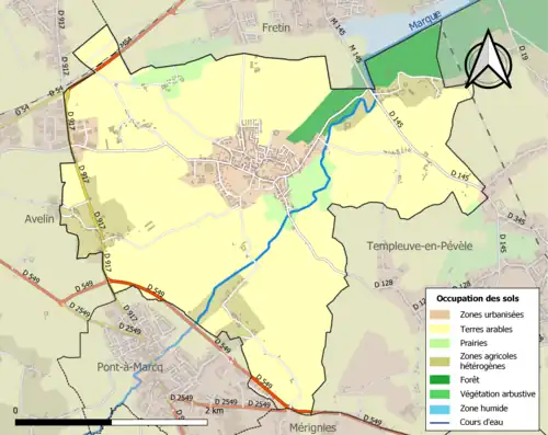 Carte en couleurs présentant l'occupation des sols.