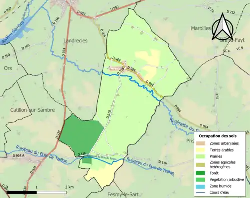 Carte en couleurs présentant l'occupation des sols.