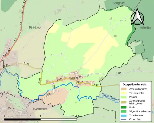 Carte en couleurs présentant l'occupation des sols.