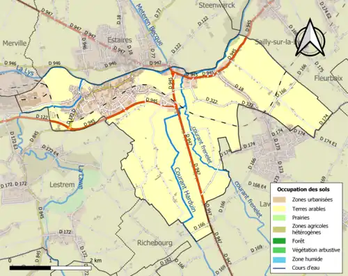 Carte en couleurs présentant l'occupation des sols.