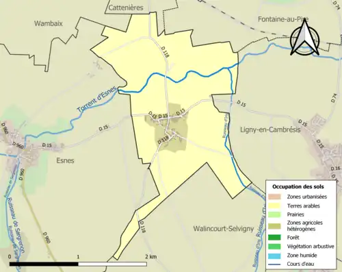 Carte en couleurs présentant l'occupation des sols.