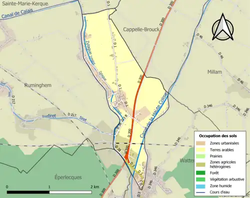 Carte en couleurs présentant l'occupation des sols.