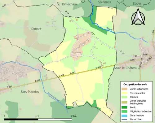 Carte en couleurs présentant l'occupation des sols.