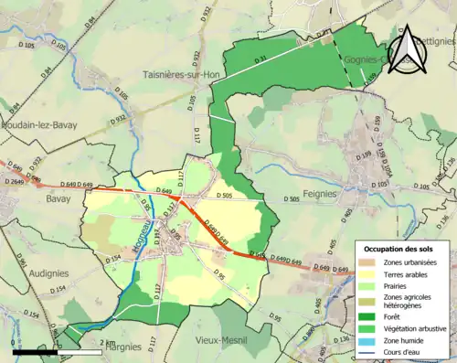 Carte en couleurs présentant l'occupation des sols.