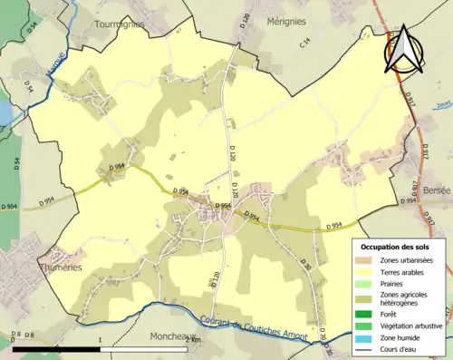 Carte en couleurs présentant l'occupation des sols.