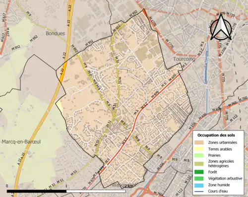Carte en couleurs présentant l'occupation des sols.