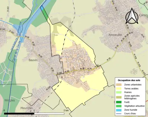 Carte en couleurs présentant l'occupation des sols.