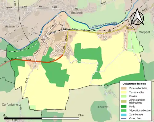 Carte en couleurs présentant l'occupation des sols.
