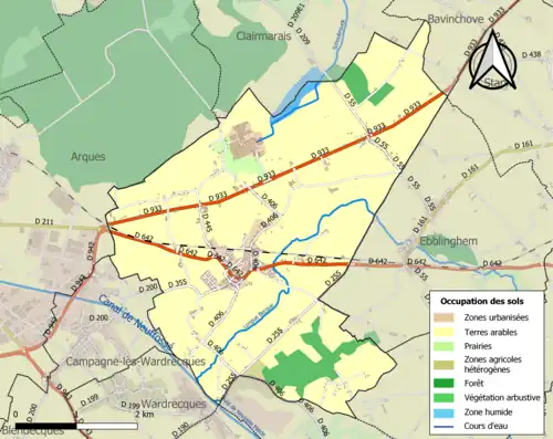 Carte en couleurs présentant l'occupation des sols.