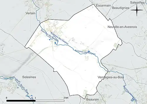 Carte hydrographioque du territoire communal.