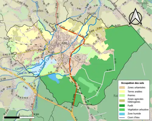 Carte en couleurs présentant l'occupation des sols.