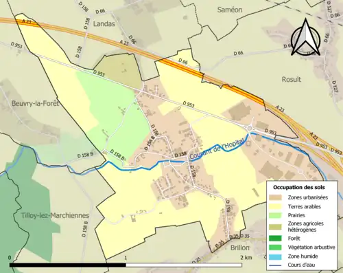 Carte en couleurs présentant l'occupation des sols.