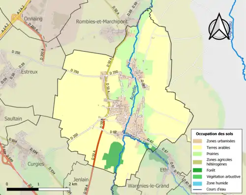 Carte en couleurs présentant l'occupation des sols.