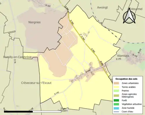 Carte en couleurs présentant l'occupation des sols.