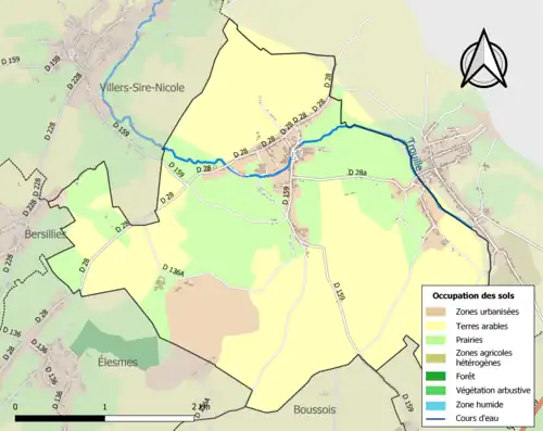 Carte en couleurs présentant l'occupation des sols.
