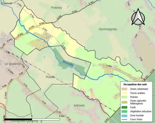 Carte en couleurs présentant l'occupation des sols.