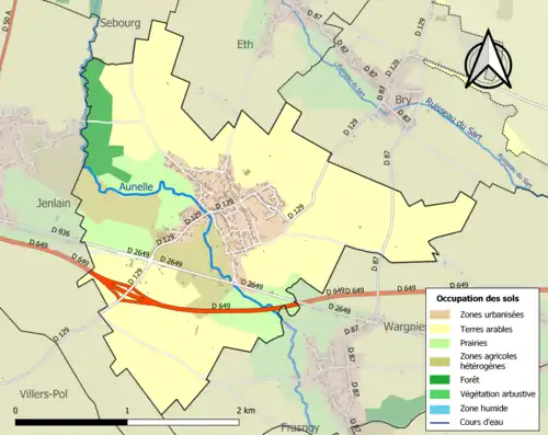 Carte en couleurs présentant l'occupation des sols.