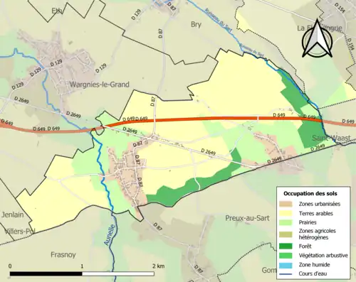 Carte en couleurs présentant l'occupation des sols.