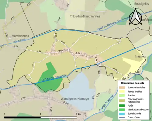 Carte en couleurs présentant l'occupation des sols.