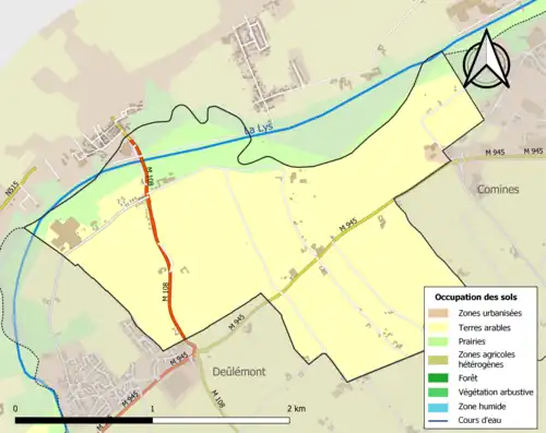 Carte en couleurs présentant l'occupation des sols.