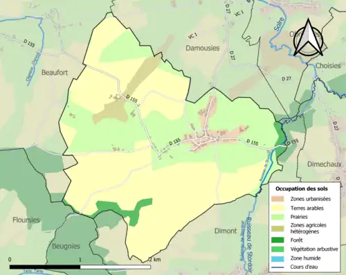 Carte en couleurs présentant l'occupation des sols.