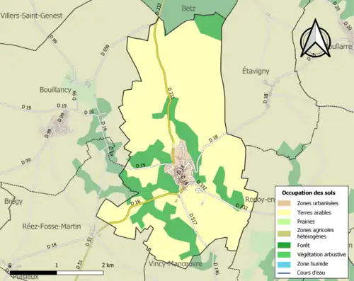 Carte en couleurs présentant l'occupation des sols.