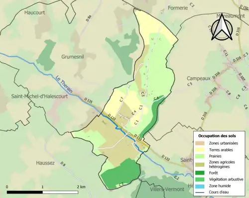 Carte en couleurs présentant l'occupation des sols.