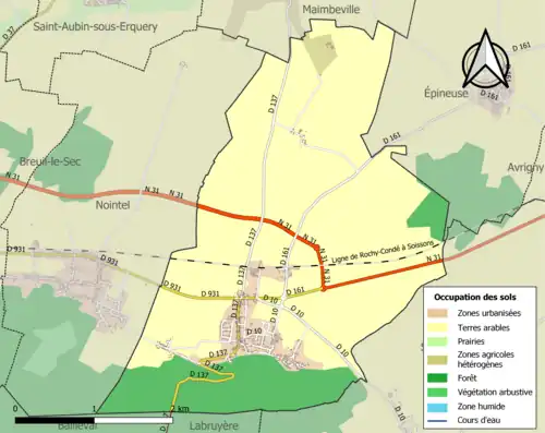 Carte en couleurs présentant l'occupation des sols.