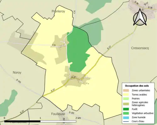 Carte en couleurs présentant l'occupation des sols.