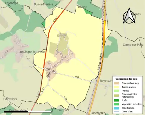 Carte en couleurs présentant l'occupation des sols.