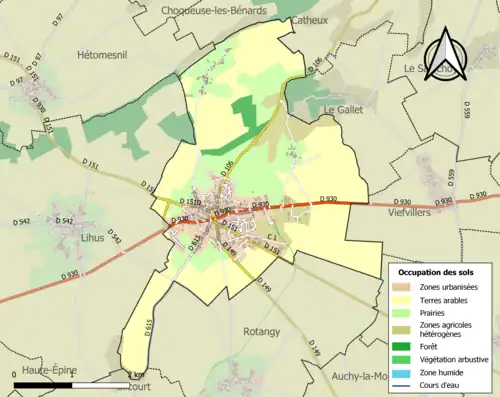 Carte en couleurs présentant l'occupation des sols.
