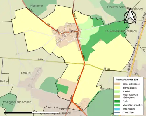 Carte en couleurs présentant l'occupation des sols.