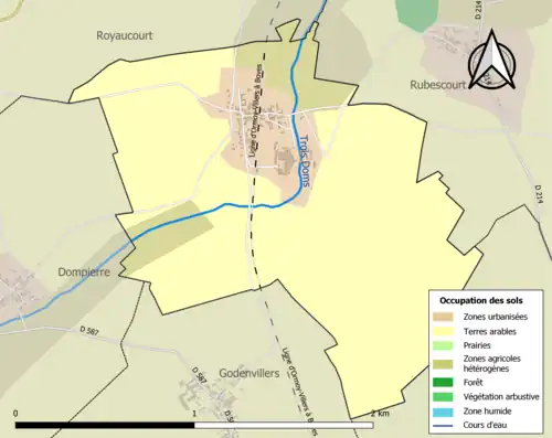 Carte en couleurs présentant l'occupation des sols.