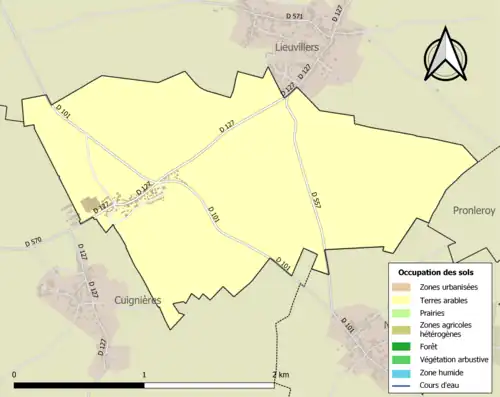 Carte en couleurs présentant l'occupation des sols.