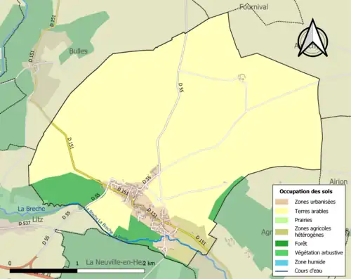 Carte en couleurs présentant l'occupation des sols.