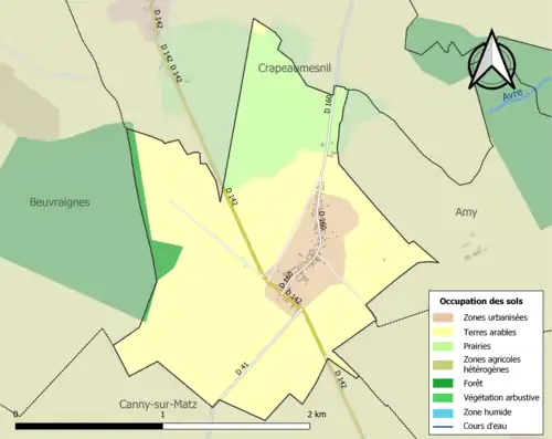 Carte en couleurs présentant l'occupation des sols.