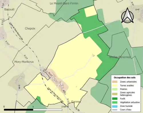 Carte en couleurs présentant l'occupation des sols.