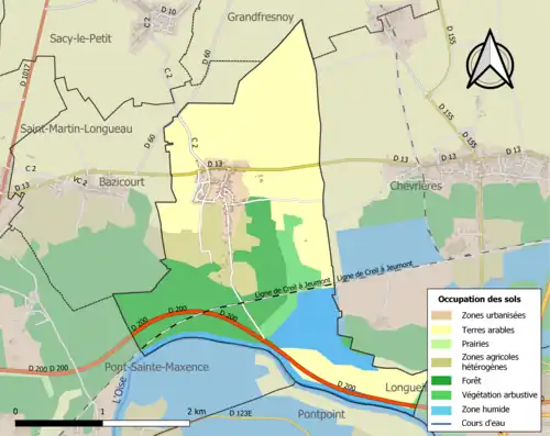 Carte en couleurs présentant l'occupation des sols.