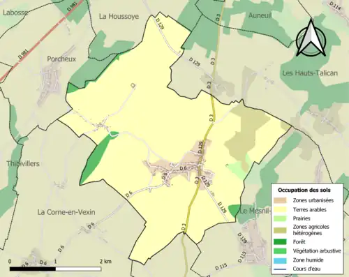 Carte en couleurs présentant l'occupation des sols.