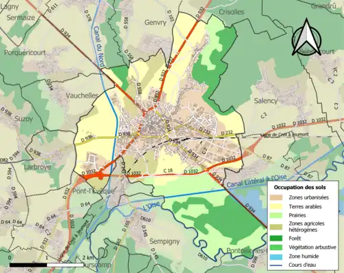 Carte en couleurs présentant l'occupation des sols.